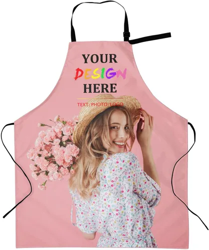 Delantales personalizados con dos bolsillos para mujeres y hombres, delantales personalizados impresos con texto fotográfico para cocinero de cocina