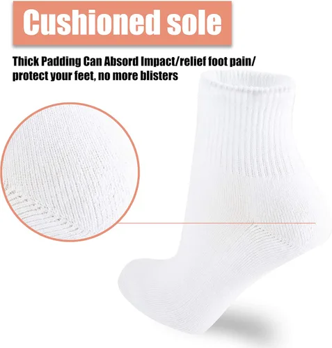 Miniatura 5 de NevEND Paquete de 6 calcetines deportivos de algodón para mujer con acolchado grueso y transpirable, Blanco