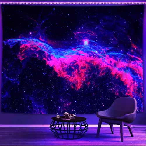 PSYHILAR Tapices de luz negra Galaxy Space para adultos y adolescentes, nebulosa, Vía Láctea, reactiva a los rayos UV (59 x 39 pulgadas)