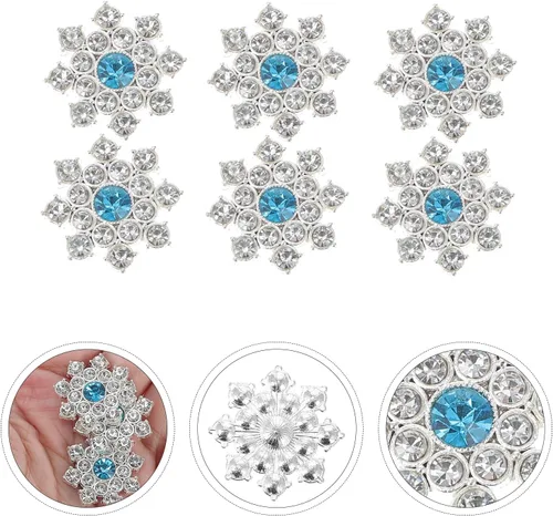Miniatura 3 de 30 piezas de botones de copo de nieve de diamantes de imitación de cristal con parte trasera plana adornos para manualidades, joyería DIY, álbumes