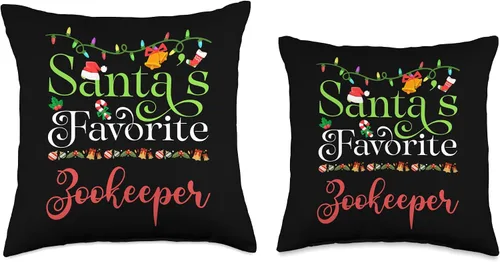 Miniatura 3 de Santa's Worker Holiday Threads Santas Favorite Zookeeper Holiday Top Elf Profession Throw Pillow, 16x16, Multicolor