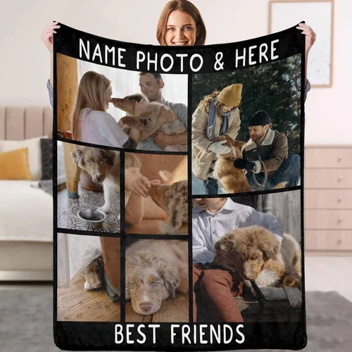Miniatura 8 de Mantas personalizadas con fotos, texto, manta personalizada con imagen, hecha en Estados Unidos, personalizada para Navidad, cumpleaños, boda