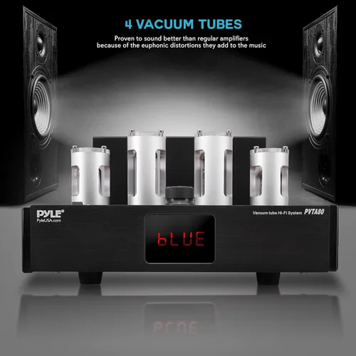 Miniatura 3 de Pyle Receptor Amplificador Bluetooth de Tubo - 500W Amplificador de Potencia de Tubo al Vacío Hi-Fi para Teatro en Casa Audio de Escritorio Estéreo