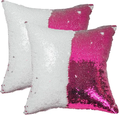 Miniatura 9 de JYFLZQ - Fundas de almohada de lentejuelas sublimadas en blanco 40.6 x 40.6 cm - Juego de 2 fundas reversibles con lentejuelas para almohadas