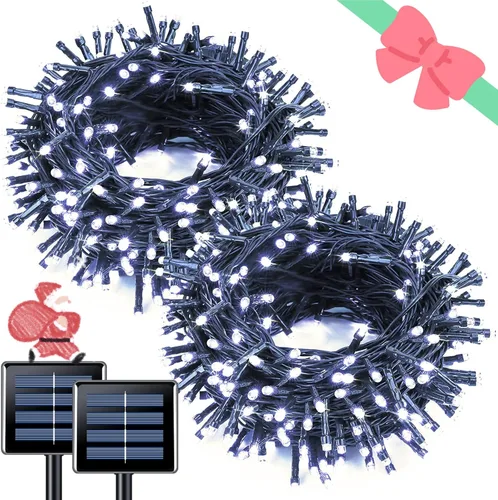 Miniatura 39 de JMEXSUSS 600 luces LED solares azules de Navidad, 206.7 pies, luces azules de Navidad al aire libre, impermeables, 8 modos de luz solar al aire