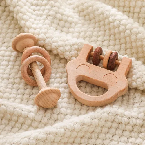 Miniatura 9 de Sonajero de madera para bebé, juguete de sonajero de madera para recién nacido, juguete Montessori de madera natural para bebé, juguete de regalo