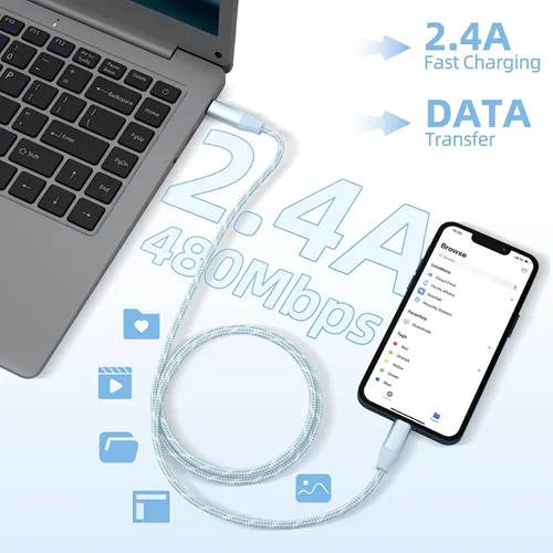 Miniatura 6 de MenoSupp Paquete de 3 cables USB C a Lightning de 6 pies de carga rápida para iPhone de carga rápida tipo C a Lightning para iPhone 14 13 12 11 Pro
