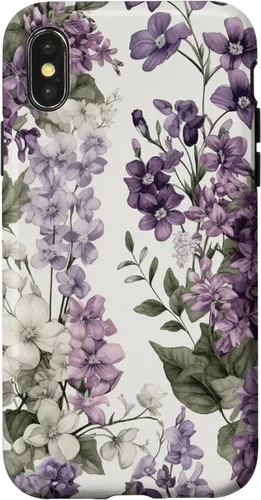 Miniatura 5 de Funda para iPhone XR White Violet Purple Lavender Lilac Floral con flores botánicas