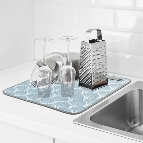 Miniatura 6 de SHIYUE Tapete de secado de platos para encimera de cocina, súper absorbente, decoración de cocina de primavera, tapete de secado de microfibra