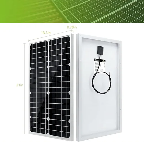 Miniatura 2 de Kit de panel solar Topsolar de 20 W 12 V monocristalino con controlador de carga solar de 10 A + cable de extensión con clips de batería terminal