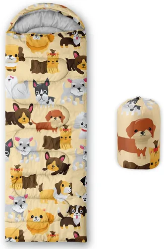 Miniatura 17 de AILONEN Saco de dormir de campamento de dibujos animados para niños y niñas, adultos, ligero e impermeable, 3 estaciones, clima cálido y frío