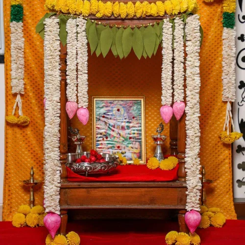 Miniatura 3 de Desi Favors Lirio indio con brote de loto rosa, flores artificiales de lirio de loto para colgar, decoración india de Pooja para festivales, diwali