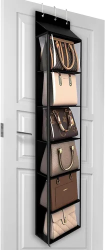 Lirex Organizador de bolso para colgar sobre la puerta y estante para el armario, organizador de almacenamiento de bolsos con colgador para bolsos.
