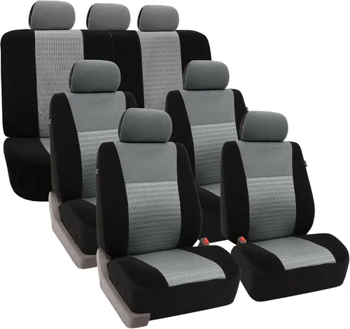 Miniatura 9 de FH Group Fundas de asiento de automóvil 3D de malla de aire con elegancia moderna, compatibles con bolsa de aire y listas para separar, juego