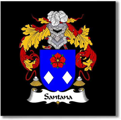 Santana Family Crest/Escudo de Armas - Azulejo de cerámica para posavasos, placa caliente, salvamanteles o acento decorativo por Carpe Diem Designs