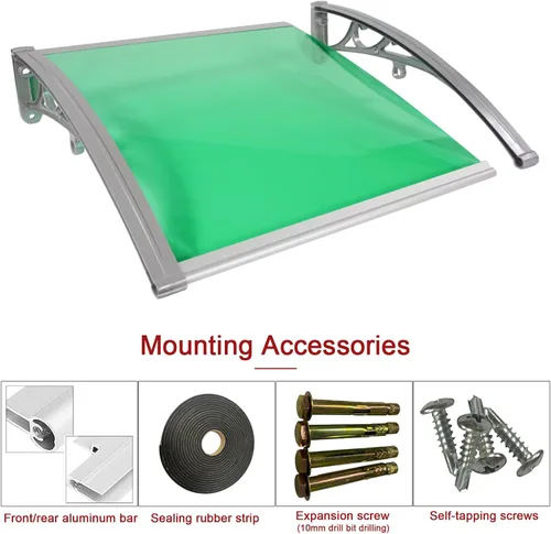 Miniatura 8 de Toldo verde para ventana con protección UV, lluvia, nieve, luz solar, toldo para puerta delantera, patio, puerta delantera al aire libre, patio