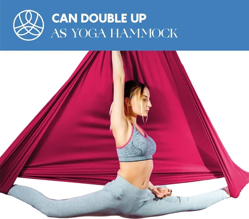 Miniatura 6 de Kit de Iniciación de Telas Aéreas - Hamaca de yoga aéreo duradera de 9 yardas con herrajes y guía - Columpio aéreo para yoga aéreo acrobático