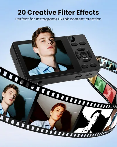 Miniatura 8 de Cámara Digital con Lente Frontal y Trasera, Cámara de Enfoque Automático de 64MP 4K para Fotografía con Tarjeta de 32GB, Cámara Compacta Portátil