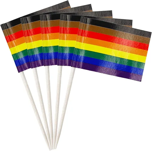 Miniatura 16 de stidsds 100 banderas negras de Estados Unidos con palillos de dientes, mini adornos negros para cupcakes de Estados Unidos, banderas, banderines