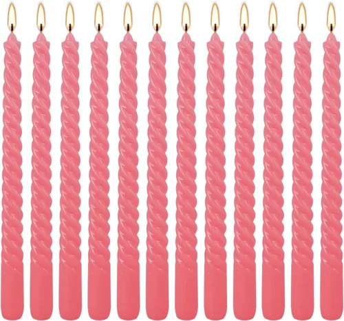 Miniatura 29 de Paquete de 14 velas cónicas rojas altas – Vela roja sin goteo de 10 pulgadas sin perfume – Cera de parafina con mechas de algodón – 8 horas