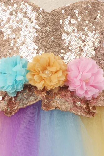 Miniatura 3 de Rainbow Unicorn Lentejuelas Tutú Bebé Niñas Vestido Cumpleaños Multicolor Diadema