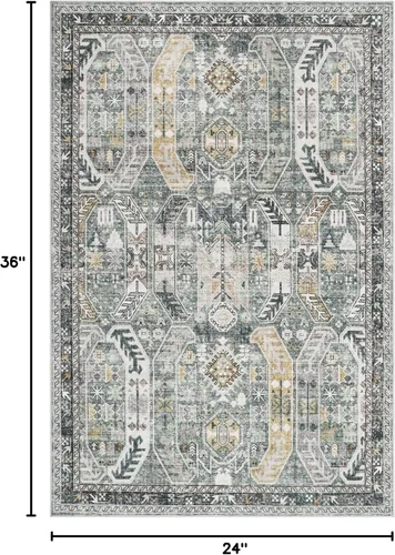 Miniatura 744 de Madane Tapete lavable de 2 x 10 pies para pasillo, cocina, recibidor, clásico, suave, antideslizante para interiores, casa de campo, baño, sala