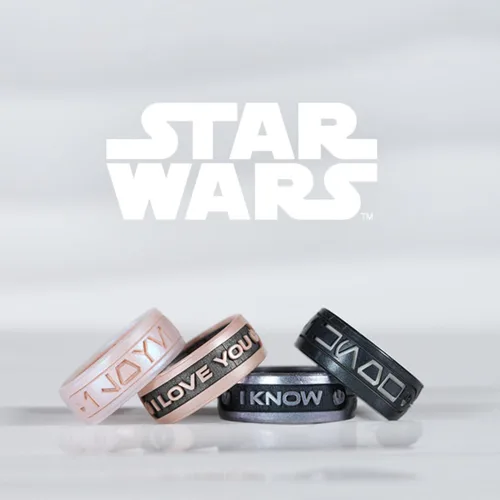 Miniatura 3 de Enso Rings Anillo de silicona Star Wars – Diseño cómodo y flexible – Lo sé (Aurebesh) – Perla Negra/Perla – Talla 8 I Know (Aurebesh) Perla
