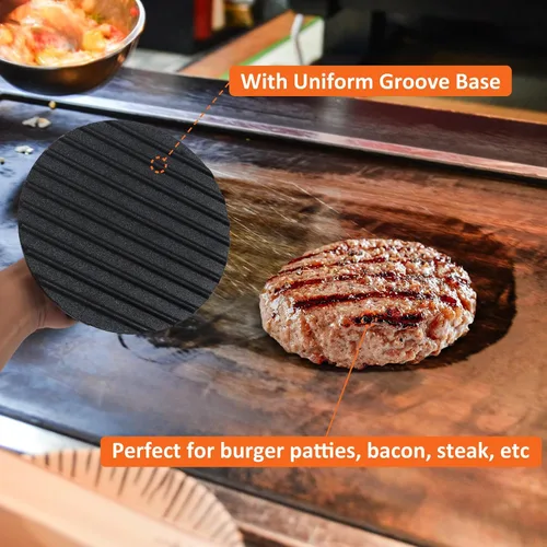 Miniatura 4 de Leonyo Smash - Kit de hamburguesa, cubierta de hilvanado de 12 pulgadas para plancha, prensa redonda de tocino de hierro fundido para queso, tapa