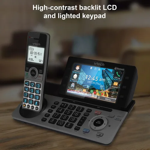 Miniatura 8 de VTech IS8251-3 - Teléfono inalámbrico de 3 manos de grado empresarial para oficina en casa, pantalla a color de 5", teclas de acceso directo