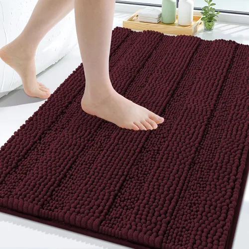 Miniatura 68 de Grandaily Alfombras de baño de felpilla a rayas de 24 x 16 pulgadas, extra gruesas y suaves, absorbentes, parte trasera de goma, alfombra de ducha