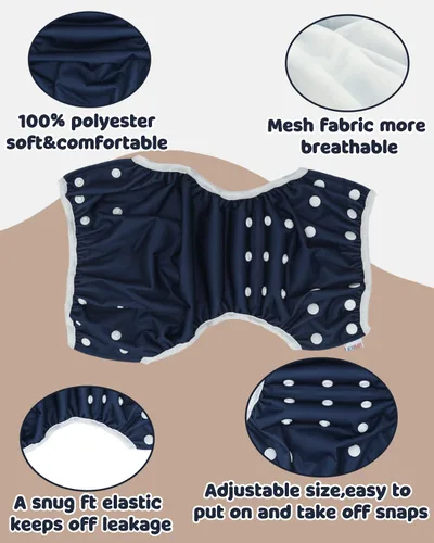 Miniatura 19 de Alva, Pañales de bebé para nadar, paquete de 2 unidades, talle único, reutilizable, lavable y ajustable de 0 a 36 meses. Tamaño de 10 a 40 lbs