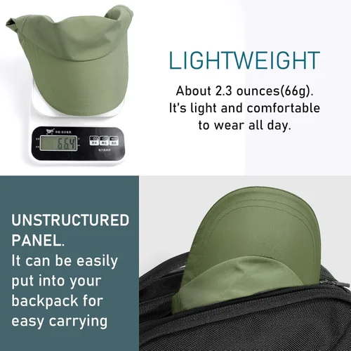 Miniatura 70 de Gorra de béisbol impermeable para hombre, sombrero de lluvia plegable para correr al aire libre, sombrero de pesca solar