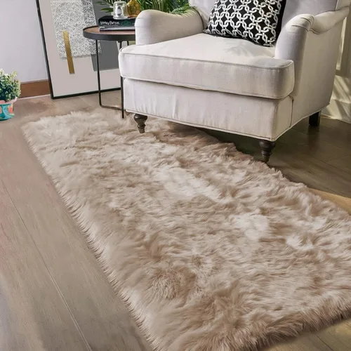 Miniatura 119 de Latepis - Tapete rectangular de piel sintética tipo lana de oveja suave, esponjosa y lavable para sala de estar, dormitorio, sala de juegos o Blanco
