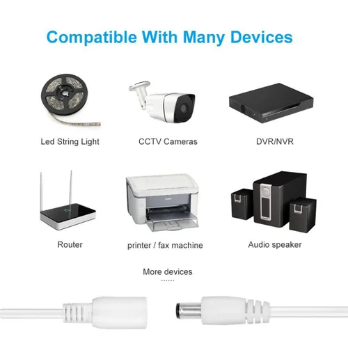 Miniatura 3 de 4pcs 6.6 ft/6.56Feet DC Cable de extensión de 12V DC adaptador de alimentación Cable de extensión de enchufe 0.217 in x 0.083 in macho a hembra