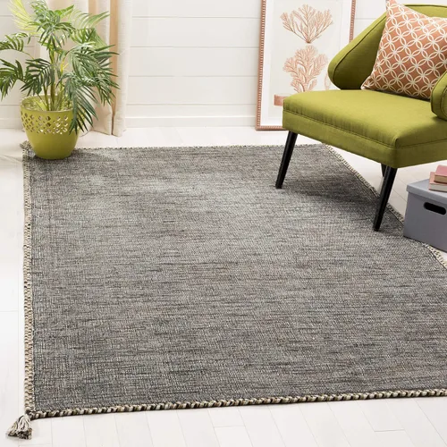 Miniatura 20 de SAFAVIEH - Alfombra decorativa de la colección Montauk, 2 x 3 pies, color beige y negro, tejido plano de algodón hecho a mano con borlas
