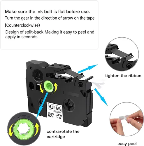 Miniatura 3 de Cinta de etiquetas compatible con Brother - Paquete de 2 piezas P Touch de repuesto para Brother TZe-211 TZe211 TZ211 AZE laminada, negro sobre