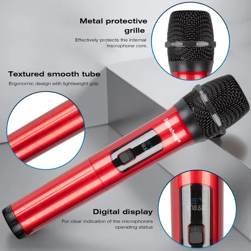 Miniatura 2 de Depusheng Micrófono inalámbrico, sistema profesional de mano de karaoke de 4 canales para karaoke en casa, reuniones, fiestas, iglesia, DJ, boda
