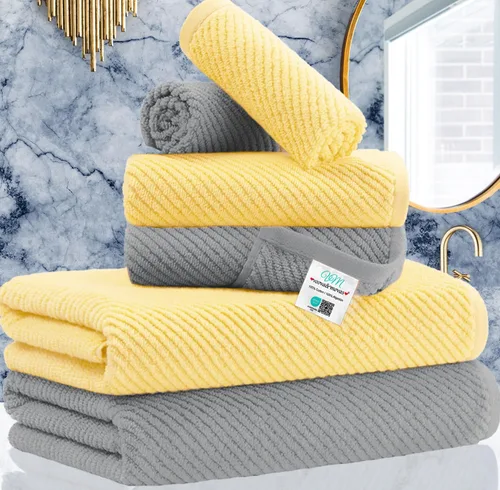 Miniatura 46 de VOOVA & MOVAS Toallas de baño amarillas – 100% algodón Secado rápido Peso Gruesas Suave, juego de 6 toallas de baño, 2 toallas grandes de 30