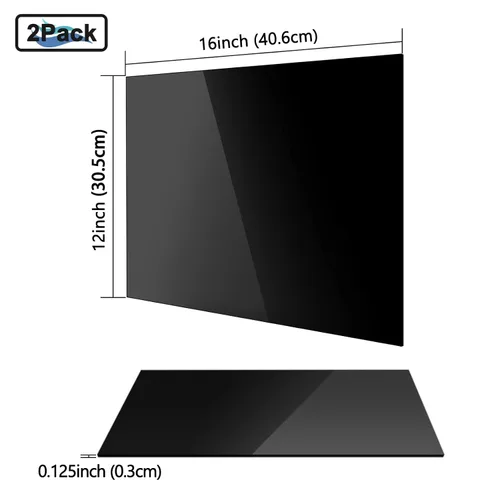 Miniatura 4 de Hoja acrílica negra de 12 x 16 x 1/8 pulgadas, paquete de 2 hojas de plexiglás fundido negro, alternativa de vidrio para letreros de bricolaje