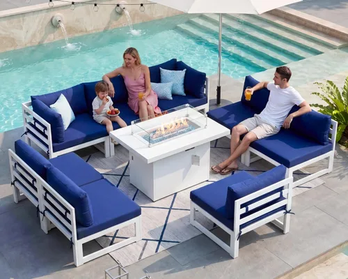 Miniatura 63 de NICESOUL - Juego de 10 muebles de patio extra grandes de aluminio moderno, sofá para exteriores con asiento de 29" de profundidad y ancho, 500 lbs