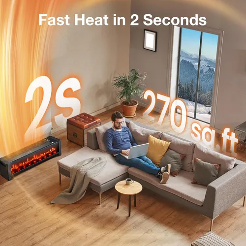 Miniatura 2 de Air Choice Calentador de zócalo de 33 pulgadas, calentador de chimenea de 1500 W con salida de aire superior, control remoto, termostato ajustable