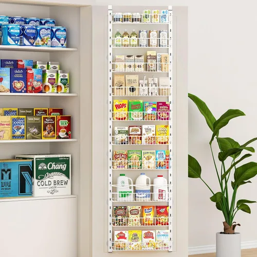 Miniatura 2 de MIAOLI Organizador de despensa sobre la puerta, estantes de gabinete con estante de especias ajustable de 10 niveles, organizador de condimentos