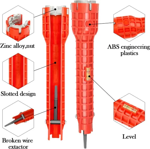 Miniatura 3 de Instalador de grifo y fregadero 14 en 1, llave de grifo y fregadero, llave multifuncional para fregadero, adecuada para instalar tuberías debajo