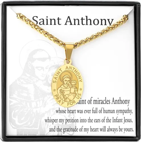 Medalla de collar de San Cristóbal y José, Antonio, JudeMiguel para hombres y niños, colgante de San Cristóbal con cadena de 24 pulgadas, Latón, No
