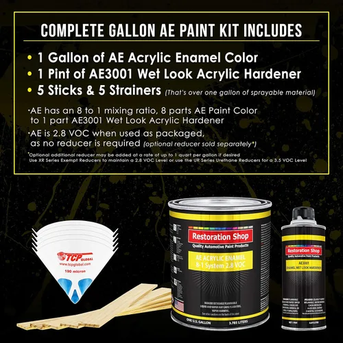Miniatura 2 de Restoration Shop - Pintura de esmalte acrílico Monza Red para autos - Kit completo de pintura de galón - Recubrimiento profesional de alta Rojo