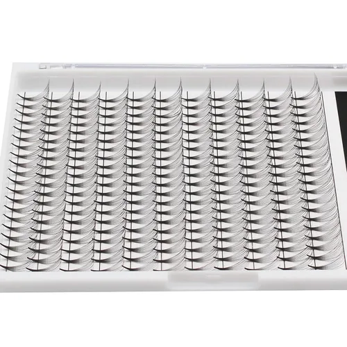 Miniatura 3 de 220 extensiones de pestañas postizas de volumen de tallo largo 14D con abanico ancho, base fina, pestañas postizas individuales largas naturales