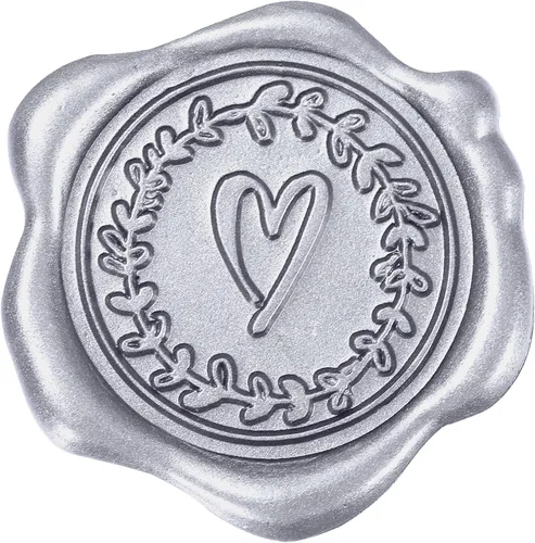 Miniatura 9 de Whaline 50 calcomanías de sello de cera en relieve para el día de San Valentín, diseño de corazón rojo vino, calcomanías para sello de sobre