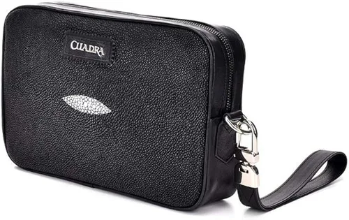 Miniatura 2 de Cuadra Bolsa de documentos para hombre en piel auténtica Stingray negro