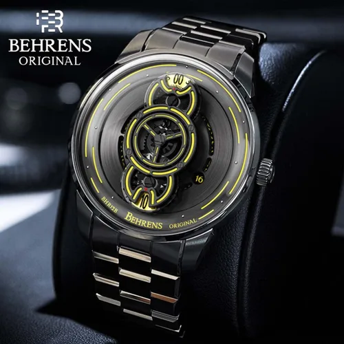 Miniatura 9 de BR BEHRENS ORIGINAL Reloj automático para hombre, colección Space Traveler de acero inoxidable, cristal de zafiro BHR012