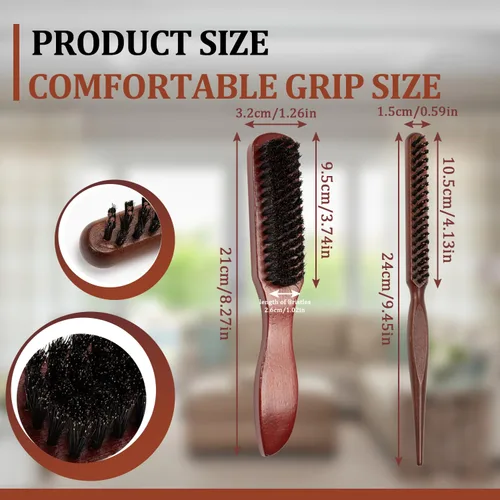 Miniatura 3 de 2 cepillos de cerdas de jabalí para hombres y mujeres, alisadores y burlas para un cabello elegante, peinados de espalda lisa y brillo mejorado